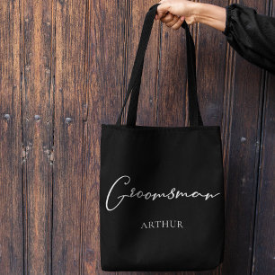 Chicen Groomsman Personlig minimalist Bröllop Tygkasse
