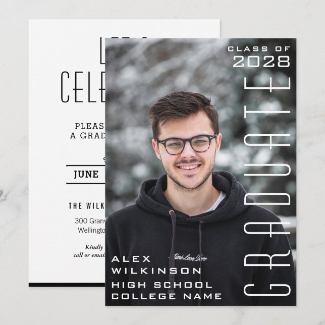 Chicen Guy Photo Trendig Studenten Inbjudningar (Fram/baksida)
