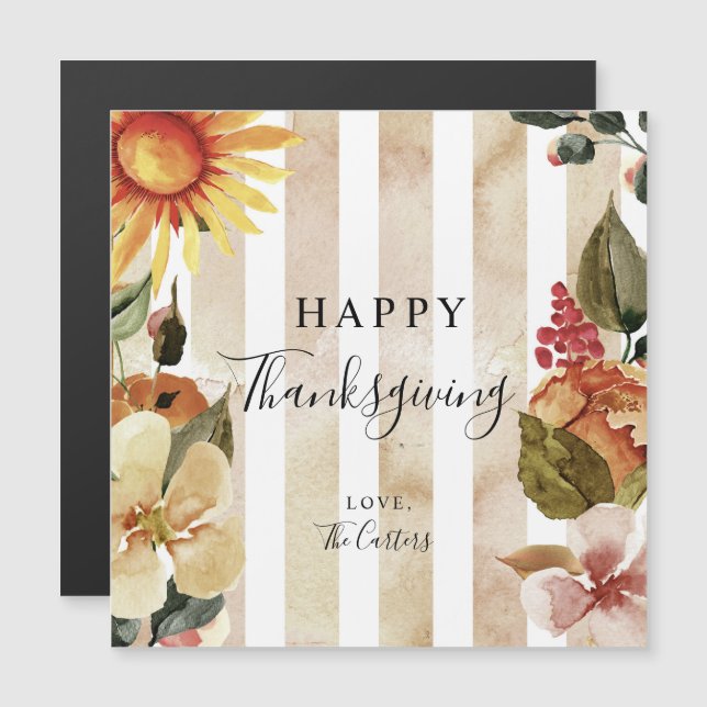 Chicen happy thanksgiving Watercolor Fall Flowers (Fram/baksida)