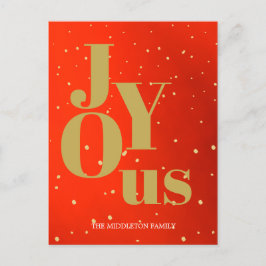 Chicen Jul Helgdag Joy Red Guld Elegant Helg Vykort
