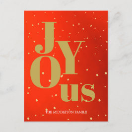 Chicen Jul Helgdag Joy Red Guld Elegant Helg Vykort