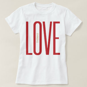 Chicen Kärlek High Brev Red Guld Monogram Design T Shirt