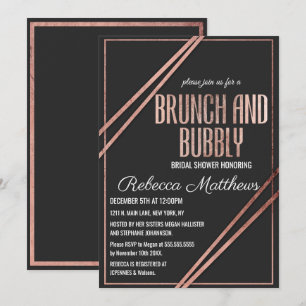 Chicen Linear Brunch Bubly Modern Black Ro Guld Inbjudningar