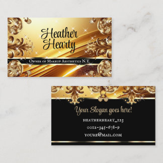 Chicen lyxlyx, svart Guld Golden Ombre Ornate Visitkort