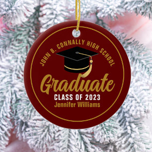 Chicen Maron Guld Student Anpassningsbar 2025 Stud Julgransprydnad Keramik
