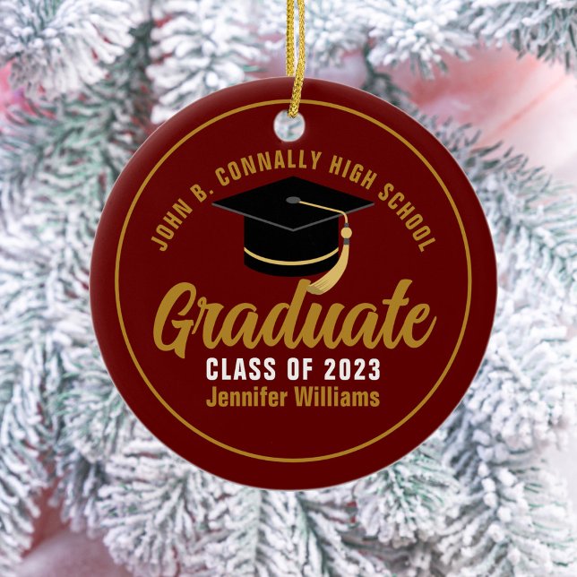 Chicen Maron Guld Student Anpassningsbar 2025 Stud Julgransprydnad Keramik (Skapare uppladdad)