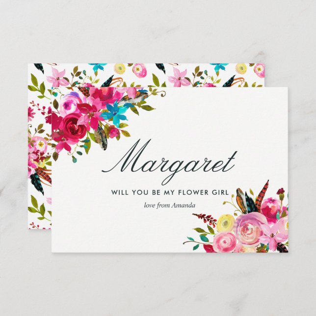 Chicen med vattenfärgen Boho kommer du att bli min Inbjudningar (Fram/baksida)