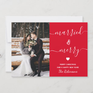 Chicen Merry and Married Red jul Helgdag Photo Julkort