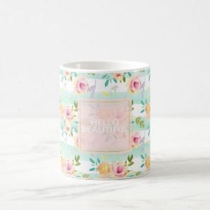 Chicen Mint Rand Blommigt Kaffemugg