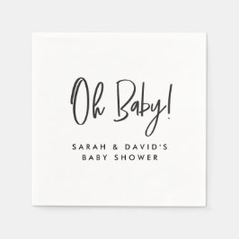 Chicen Modern Black White Baby Shower könsneutral Pappersservett