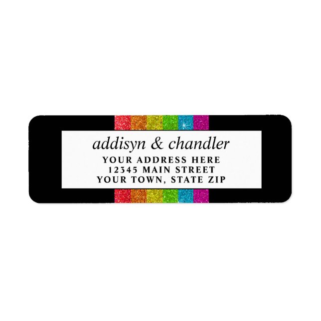 Chicen Modern Bröllop Glitter Returadress Etikett (Framsidan)