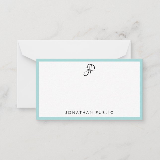 Chicen Modern Calligraphy Monogram Simple Template Anteckningskort (Framsida)