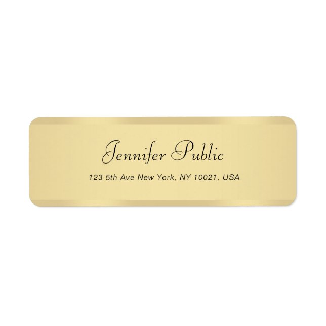 Chicen Modern Faux Guld handskriven skriptmall Returadress Etikett (Framsidan)