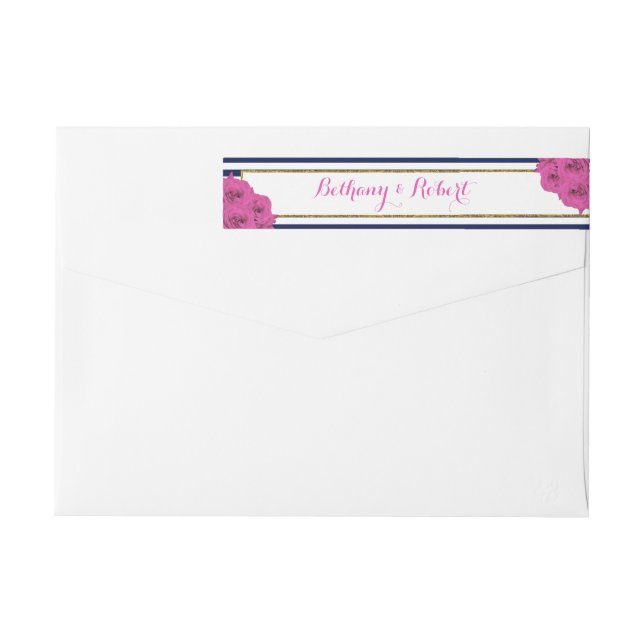 Chicen Modern Luxe Bröllop Collection Rosa ros Etikettband (Baksidan)