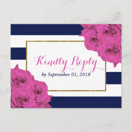 Chicen Modern Luxe Bröllop Collection Rosa ros Inbjudan Vykort