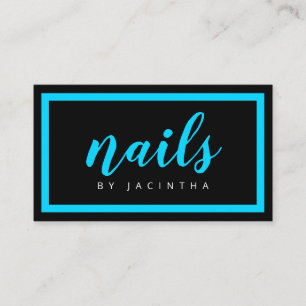 Chicen Modern Neon Blue Black Nail Technician Salo Visitkort