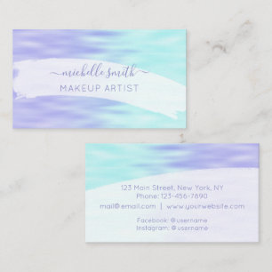 Chicen Modern Script Violet Aqua Blue Pastel Ombre Visitkort