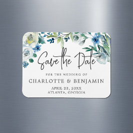 Chicen Modern Vår Blommigt Blue Save Date Magnet