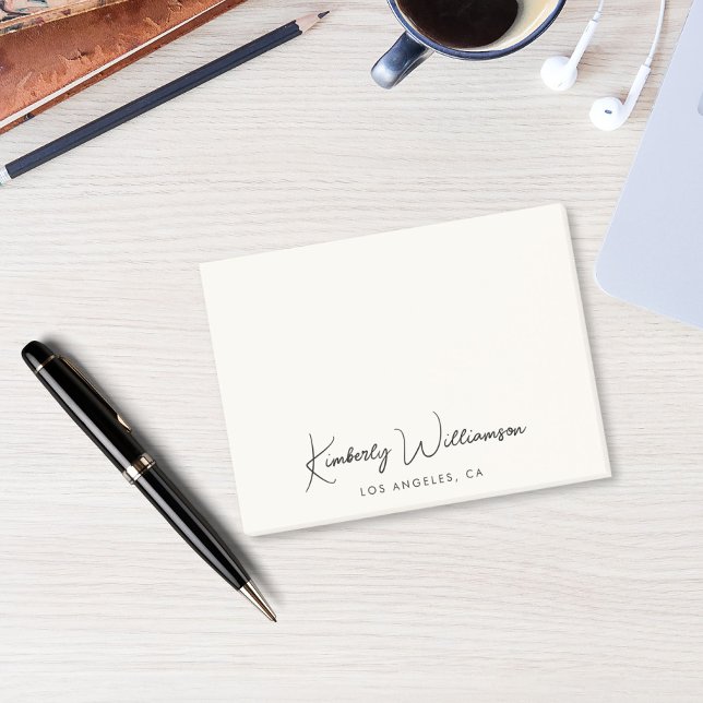 Chicen Namnteckning skript Cream Post-it Block (Skapare uppladdad)