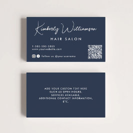 Chicen Namnteckning skript QR-kodblått Visitkort