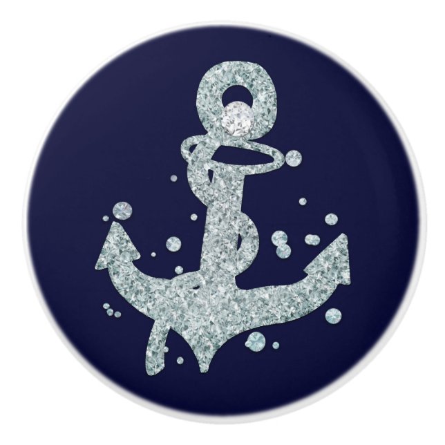 Chicen Nautical Diamond Anchor Bling Glam Beach Knopp (Framsidan)