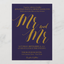 Chicen Navy Blue Rustic Mr. och Gay Bröllop Inbjudningar