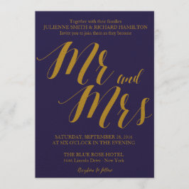 Chicen Navy Blue Rustic Mr. och Mrs Bröllop Inbjudningar