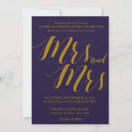 Chicen Navy Blue Rustic Mrs. och Mrs Lesbisk Bröll Inbjudningar