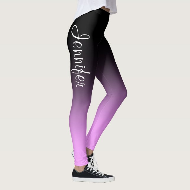 Chicen personlig Anpassat namn Rosa Black Ombre Leggings (Höger)