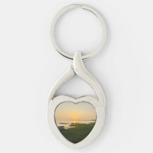 Chicen Pet Photo Keych (PET) med modern, uppspelni Twisted Heart Silverfärgad Nyckelring