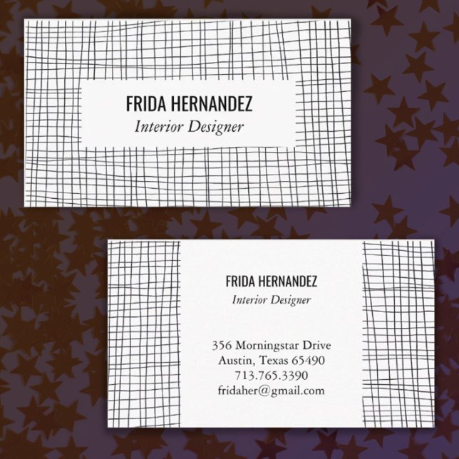 Chicen Rand Grid Linjer med minimalistiskt handdra Visitkort (Skapare uppladdad)