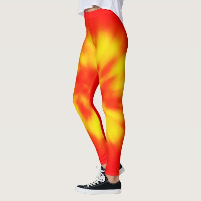 Chicen Red & Gult Solar Flares, Volcano Burst Leggings (Vänster)