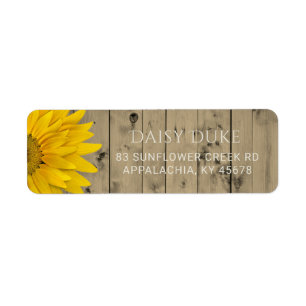 Chicen Rustic Barn Wood Solros Land Returadress Etikett