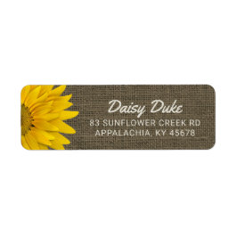 Chicen Rustic Burlap Solros Land Returadress Etikett