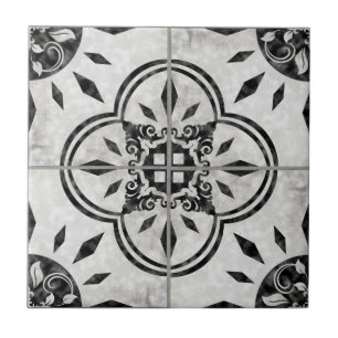 Chicen Rustic Farmhouse Black White Mönster Land Kakelplatta