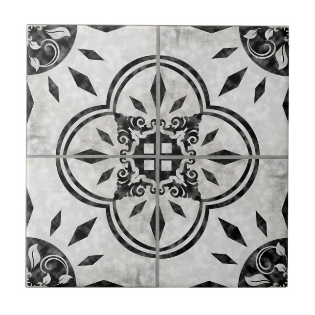 Chicen Rustic Farmhouse Black White Mönster Land Kakelplatta (Framsidan)