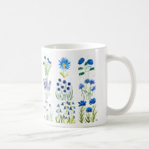 Chicen Rustic för vattenfärgssamling i Blåa blommo Kaffemugg