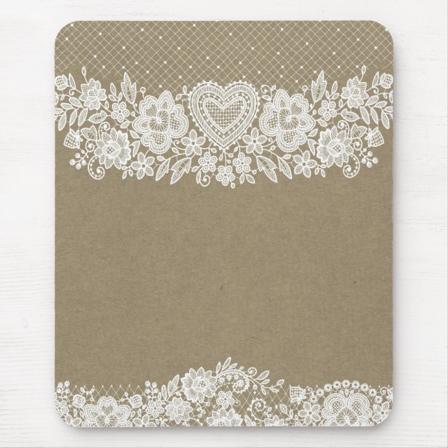 Chicen Rustic Kraft & White Snöre Lacy Farmhouse Musmatta (Framsidan)