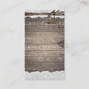 Chicen Rustic Romantic Wood Snöre & Twine Land Visitkort