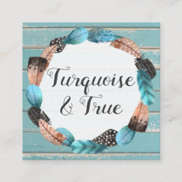 Chicen Rustic Turcos Wood & Feather Arrow Boho Fyrkantigt Visitkort