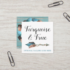 Chicen Rustic Turcos Wood & Feather Arrow Boho Fyrkantigt Visitkort