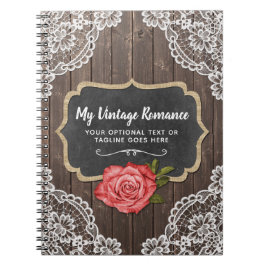 Chicen Rustic Wood & Snöre Blommigt Chalkboard Lan Anteckningsbok Med Spiral