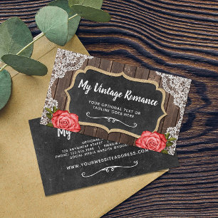 Chicen Rustic Wood & Snöre Blommigt Chalkboard Lan Visitkort