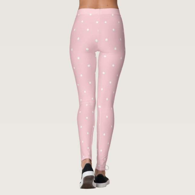 Chicen trendig  Rosa Vitcirklar Punktmall Leggings (Baksida)