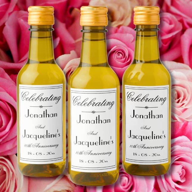 Chicen White Mini för favoritElegant i bröllop Vinetikett (Celebrating a Wedding Anniversary - Elegant Chic White Mini Wine Labels. Perfect Favors.)