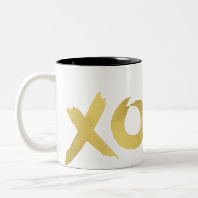 Chicen XOXO Guld Modern Faux Foil Shine Glam  Två-Tonad Mugg (Vänster)