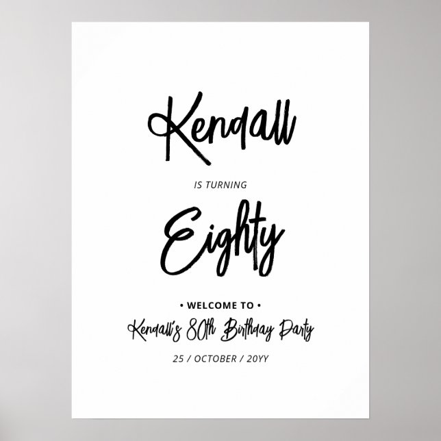 Chicens 80:e Födelsedagsfestens välkomstskylt Poster (Framsidan)