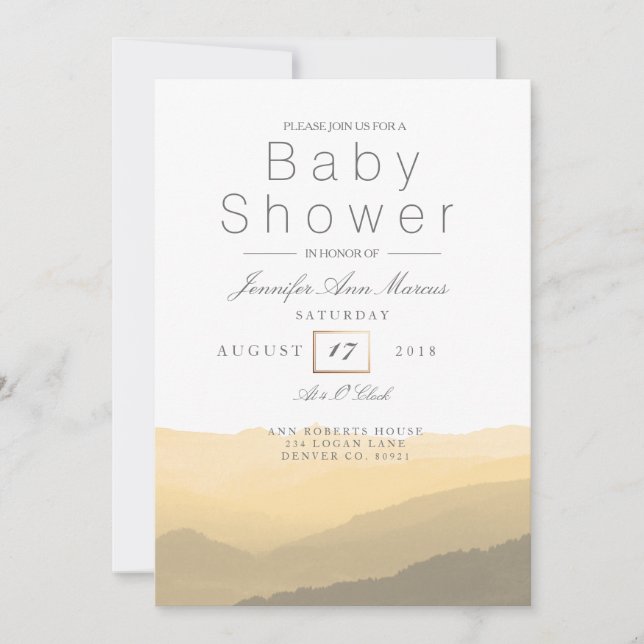 Chicens bergsvattenfärg | Pastel Baby Shower Inbjudningar (Framsida)