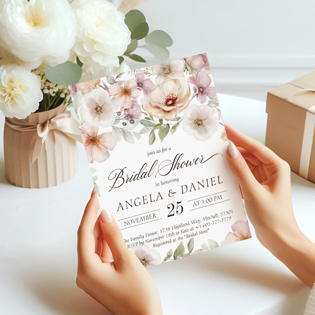 Chicens Blommigt, Möhippa för vattenfärg Inbjudningar (Chic Floral Bride to Be Watercolor Bridal Shower Invitation)