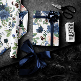 Chicens bloomar | Blått och  Blommönster i flottan Presentpapper